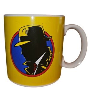 Vintage 1990 Dick Tracy Coffee Mug Applause Disney Movie Comic Yellow Beatty
